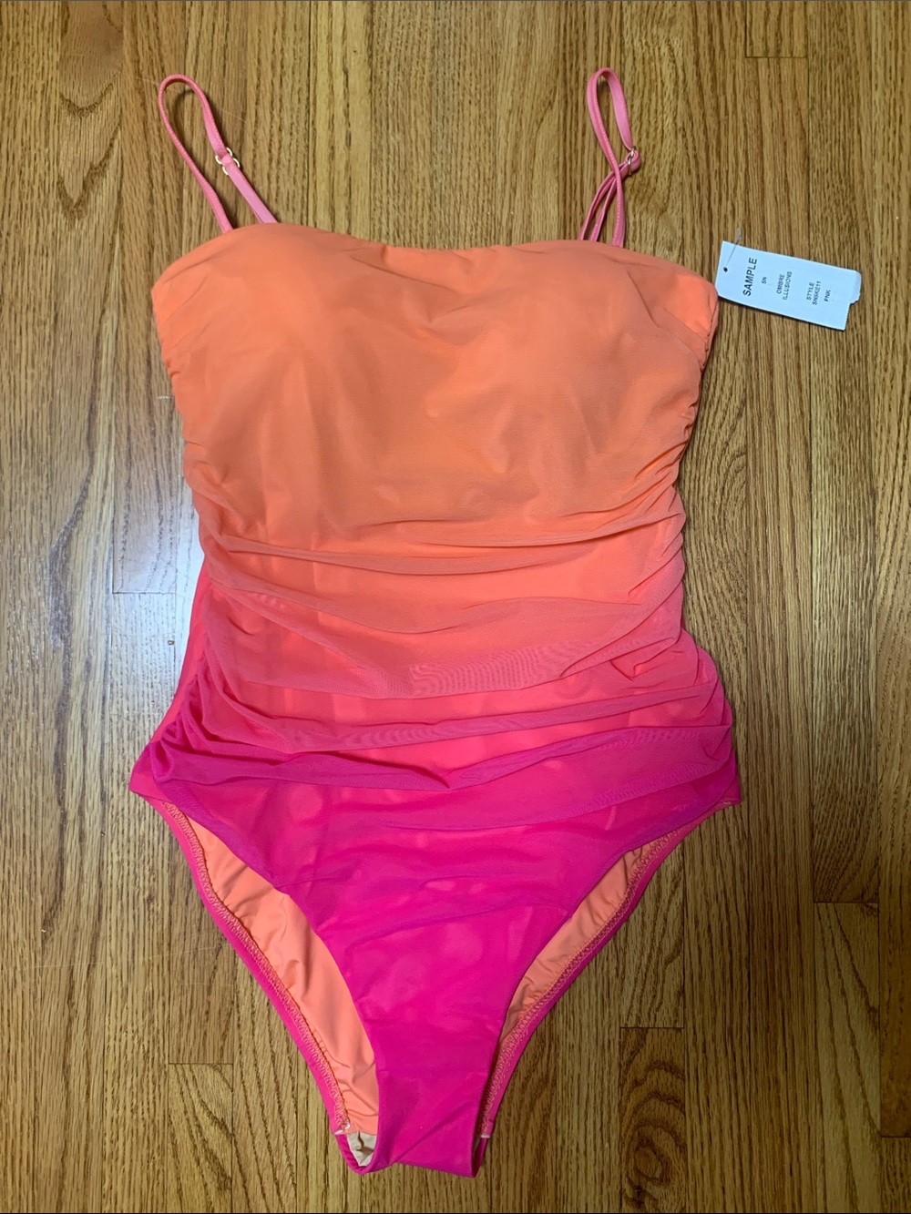 Sunshine 79 swimsuit - mesh strapless bandeau one piece pink ombre bathing suit